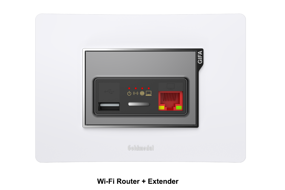 Goldmedal wifi router and extender with USB and ethernet cable socket
